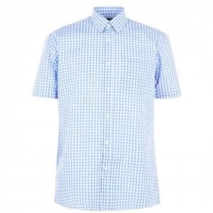 Pierre Cardin Short Sleeve Shirt Mens - Blue Check