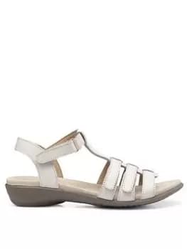 Hotter Sol Wide Fitting Strappy Leather Sandal - Ivory, Beige, Size 4, Women