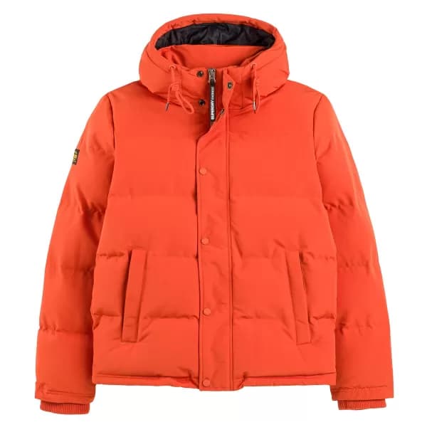 Superdry Everest Short Hooded Padded Coat - Orange, Size S, Men