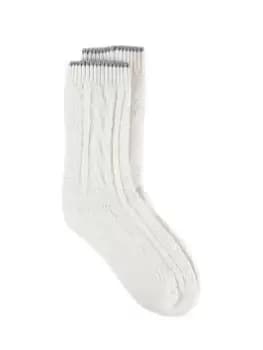 Totes Cashmere Blend Pom Pom Bed Sock - Cream