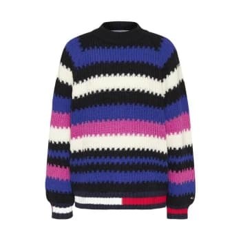 Tommy Jeans Multi Stripe Knit Jumper - Vivid Fuchsia