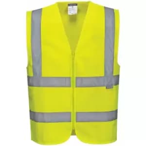 Portwest C375 Hi-Visibility Yellow Hi-Vis Zipped Vest sz M Zip Reflective - Hi-Visibility Yellow