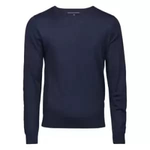 Tee Jays Mens Merino Blend Crew Neck Jumper (3XL) (Navy)