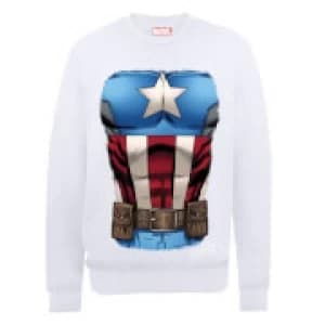 Marvel Avengers Assemble Captain America Chest Sweatshirt - White - L