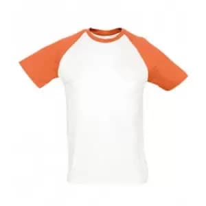 SOLS Mens Funky Contrast Short Sleeve T-Shirt (3XL) (White/Orange)
