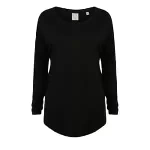 SF Womens/Ladies Long Sleeve Slounge Top (S) (Black)