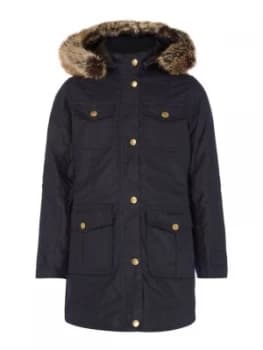 Barbour Girls Ashbridge Wax Hooded Parka Blue