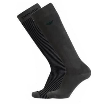 Emporio Armani Long Stripe Socks Dark Grey