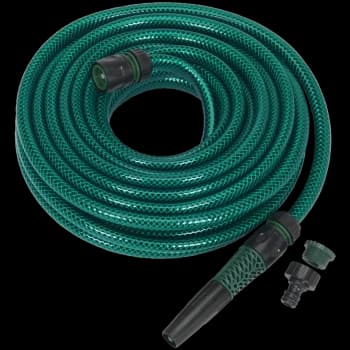 Sealey Garden Hose Pipe with Fittings 1/2" / 12.5mm 15m Green