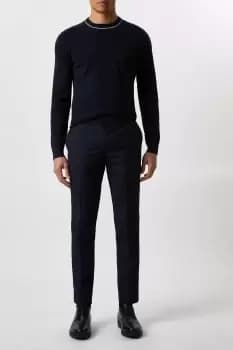 Slim Fit Navy Check Smart Trousers