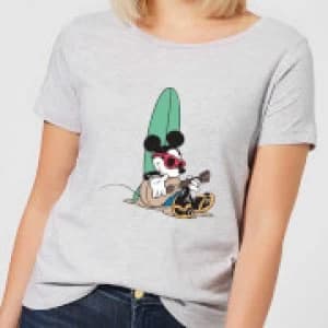Disney Mickey Mouse Surf And Chill Womens T-Shirt - Grey - 3XL