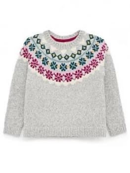 White Stuff Girls Winter Frost Knitted Jumper - Light Grey