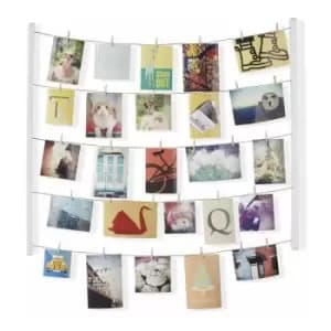 Umbra Hangit Photo Display - DIY Picture Frames Collage Set Includes Picture Hanging Wire Twine Cords, Natural Wood Wall Mounts and Clothespin Clips