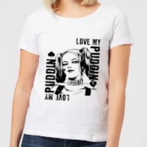 DC Comics Suicide Squad Harley Love Puddin Womens T-Shirt - White