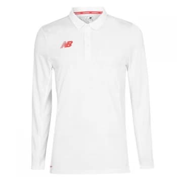 New Balance Long Sleeve Player Polo Shirt Mens - White