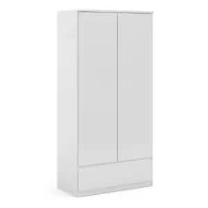 Naia Wardrobe With 2 Doors + 1 Drawer In White High Gloss