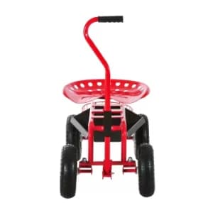 Outsunny Gardening Planting Rolling Cart W/Tool Tray-Red