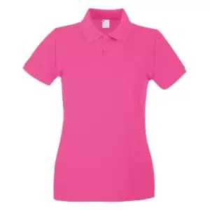Womens/Ladies Fitted Short Sleeve Casual Polo Shirt (X Small) (Hot Pink)