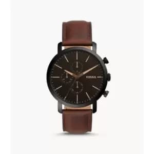 Fossil Mens Luther Chronograph Leather Watch - Brown