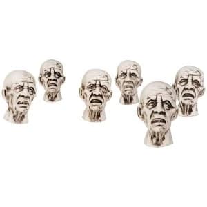 Mini Prop Zombie Heads Decoration (Pack Of 6)