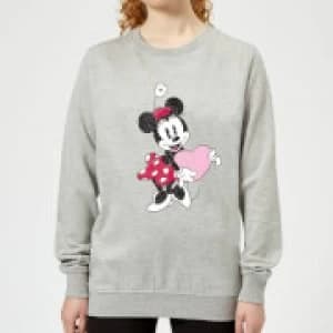 Disney Minnie Mouse Love Heart Womens Sweatshirt - Grey - L