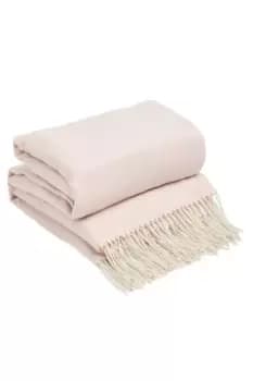 Herringbone Tassel Knit Trim Soft Throw