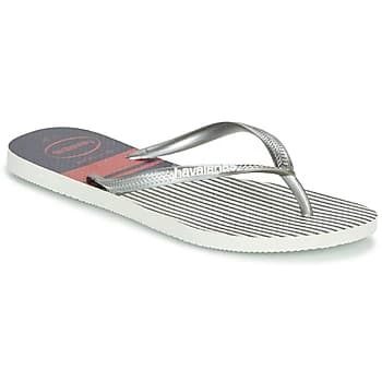 Havaianas SLIM NAUTICAL womens Flip flops / Sandals (Shoes) in White / 3,1 / 2 kid