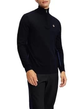 Ted Baker Knitted Quarter Jumper - Navy, Size 2, Men