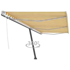 Vidaxl Freestanding Manual Retractable Awning 600X350 Cm Yellow/White