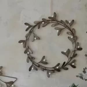 Galvanised Mistletoe Wreath D32cm
