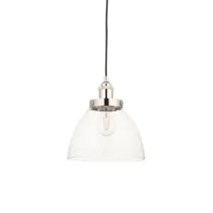Parma Single Pendant Ceiling Lamp, Bright Nickel Plate, Glass