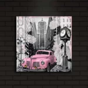 4040?ACT-13 Multicolor Decorative LED Lighted Canvas Painting Pink Car