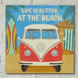 Life is better at the beach 8 x 8 Tile