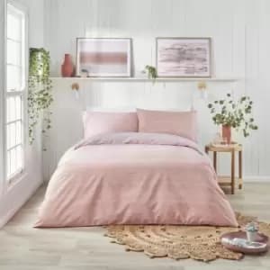 Bethan Stripes Print Easy Care Reversible Duvet Cover Set, Rose Pink, Double - Fusion