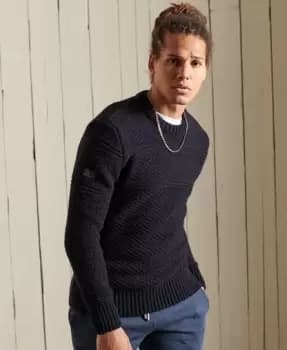 Superdry Mens Jacob Cable Crew Jumper Navy / Eclipse Navy - Size: L