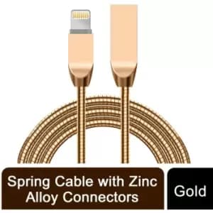 Spring Cable with Zinc Alloy Connectors - Gold