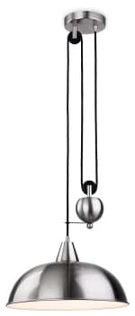 Century 1 Light Rise & Fall Dome Ceiling Pendant Brushed Steel, E27