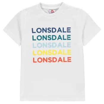 Lonsdale Rainbow Logo T-Shirt Junior Boys - White