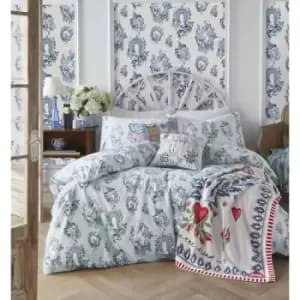 30 Year Toile Duvet Cover Set Pale Blue 100% Cotton Floral Bedding Double - Blue - Cath Kidston