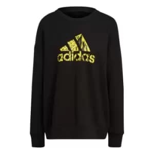 Adidas Future Icons Animal Print Sweatshirt Black Green Women