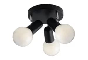 Punto Triple Cluster Ceiling Spotlight, Black, E27