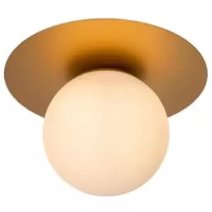 Lucide TRICIA - Flush Ceiling Light - Ø25cm - 1xE27 - Matt Gold, Brass