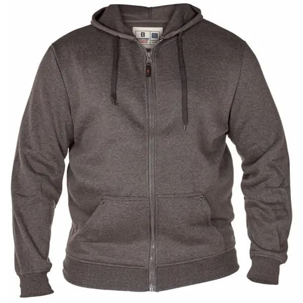 D555 by Duke Duke Plain Zip Hoodie Colour: GREY MARL, Size: 3XL