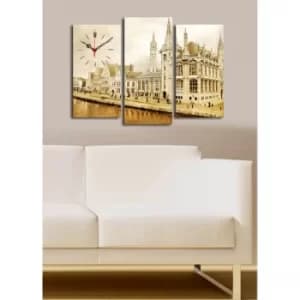 3PATCS-15 Multicolor Decorative Canvas Wall Clock (3 Pieces)