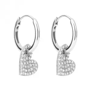 Organic Heart Assembled Pave Zirconia Hoop Earring E6233