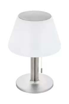 Solar Powered LED White And Silver Table Lamp