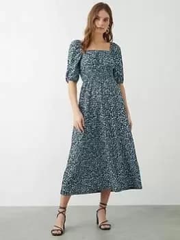 Dorothy Perkins Ditsy Floral Puff Sleeve Midi Dress - Blue