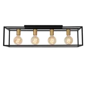 Ruben Modern Bar Flush Ceiling Light - 4xE27 - Black