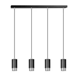 Fumiko Black/Chrome Bar Pendant Ceiling Light 4x GU10