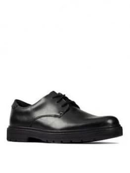 Clarks Youth Loxham Derby School Shoe - Black